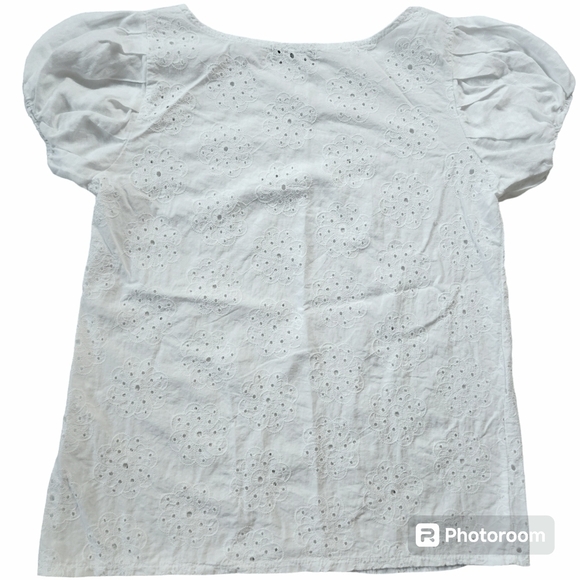 Civico 51 Made in Italy Eyelet Linen Cotton Top White size S - Picture 2 of 5